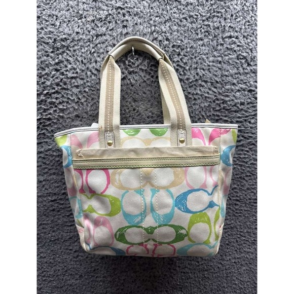 NWD Coach M05K-247 Hampton Pastel Signature Scribble Canvas Tote Bag Multicolor - Picture 2 of 16